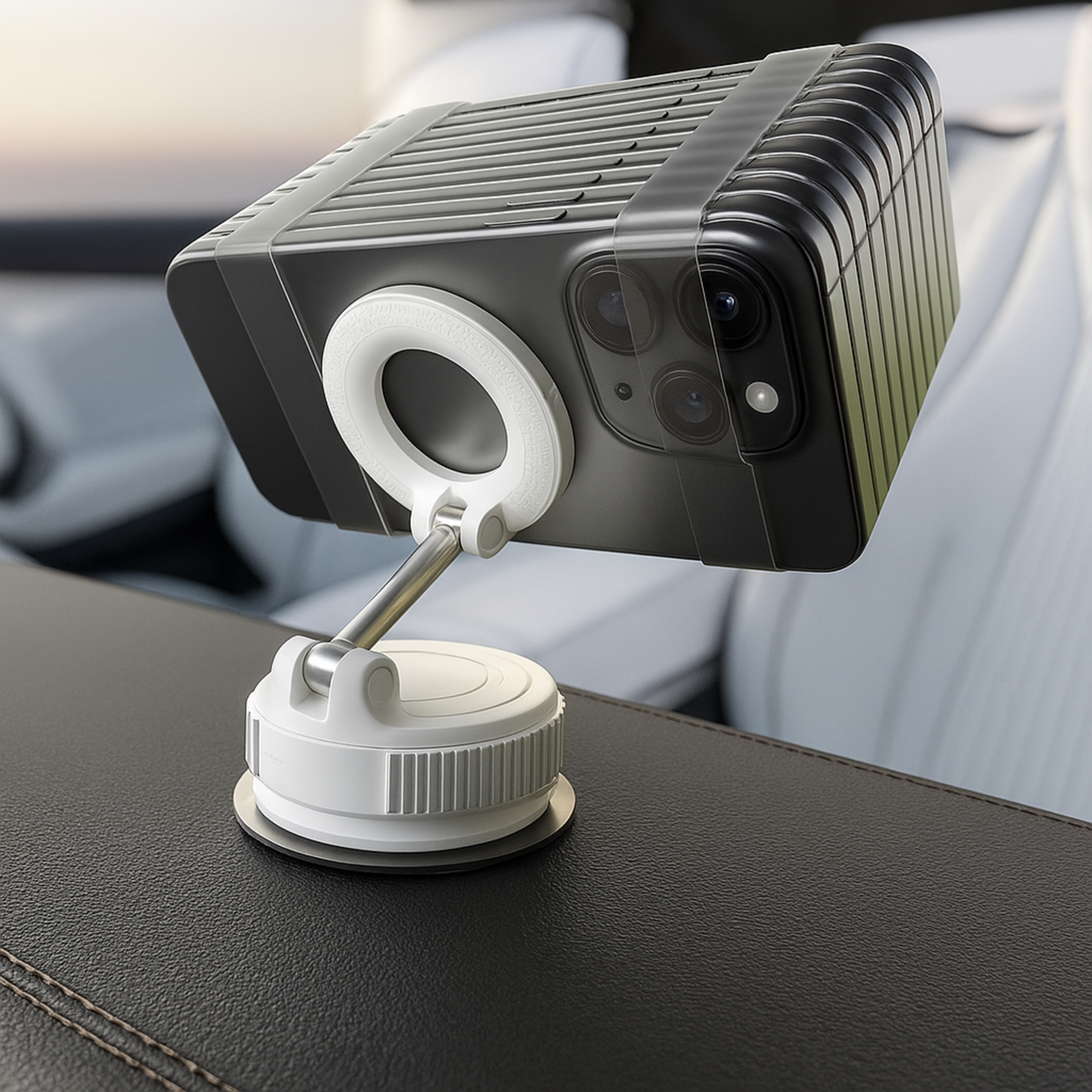 Falk360 - innowacyjny uchwyt na telefon z przyssawką - Biały