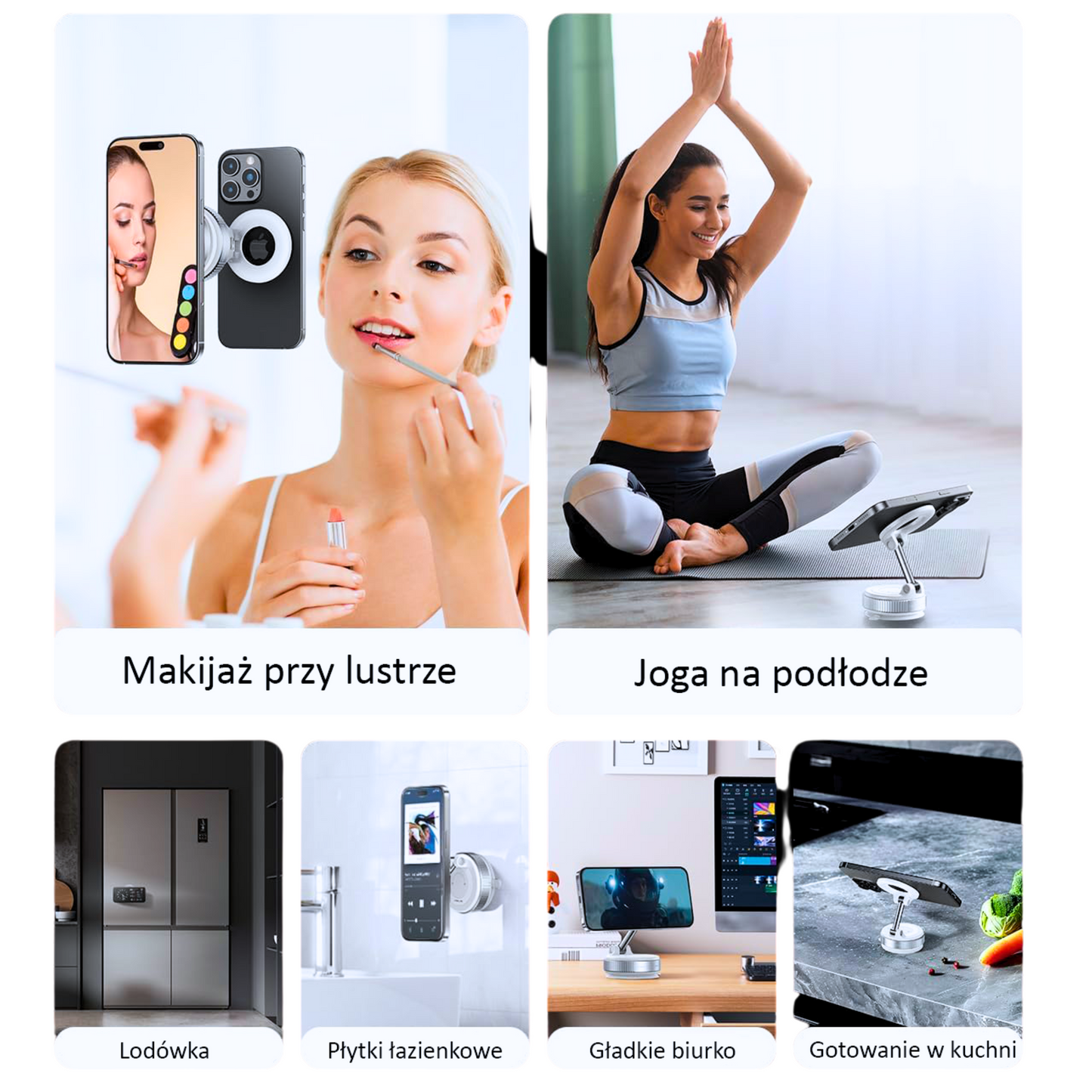 Falk360 - innowacyjny uchwyt na telefon z przyssawką - Biały