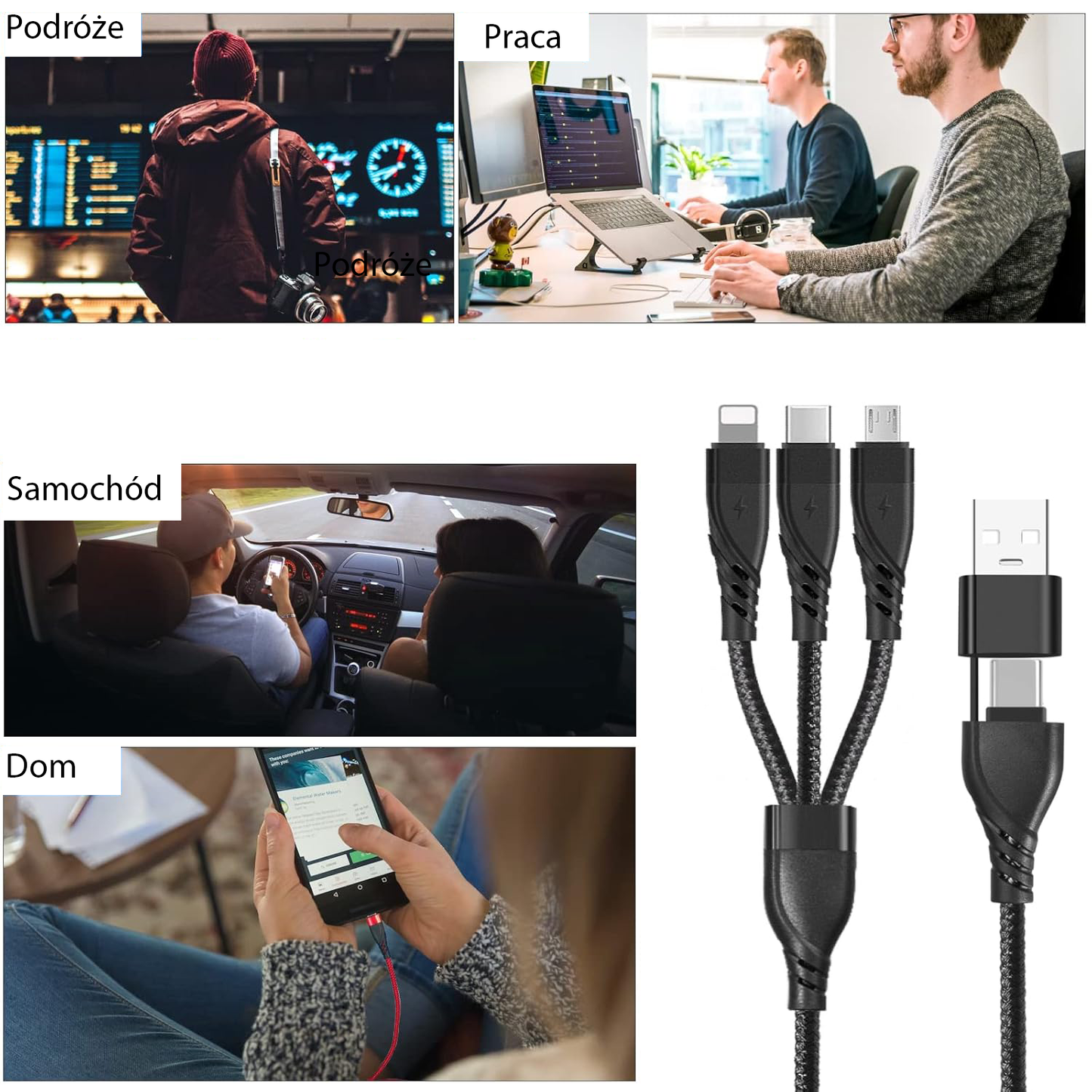 Kabel Ładujący 3w1