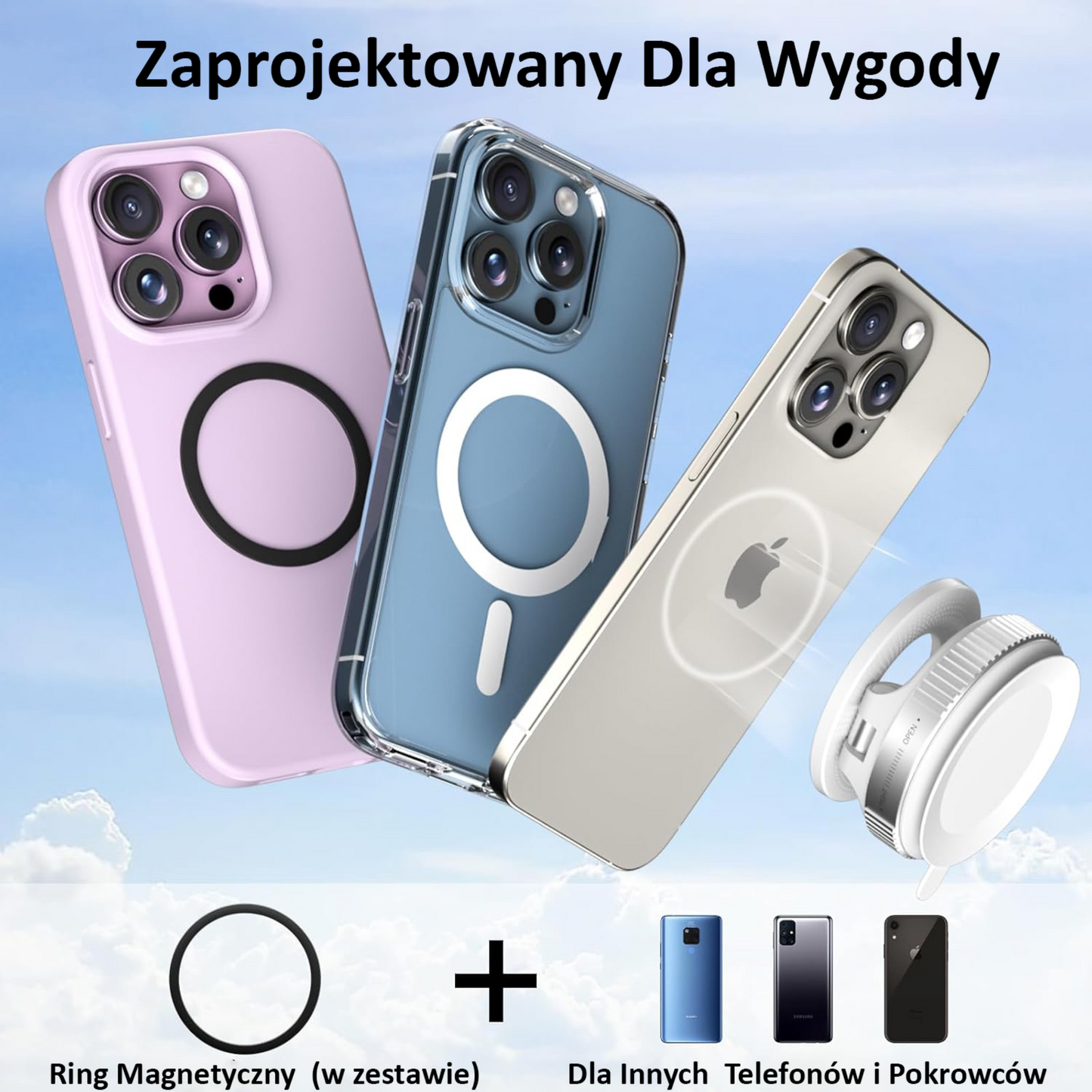 Falk360 - innowacyjny uchwyt na telefon z przyssawką - Biały