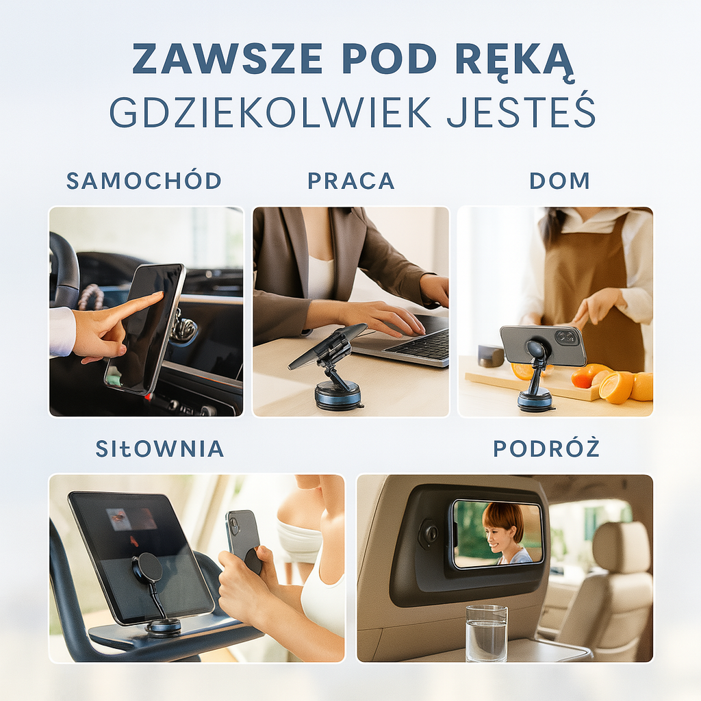 Falk360 - innowacyjny uchwyt na telefon z przyssawką - Czarny