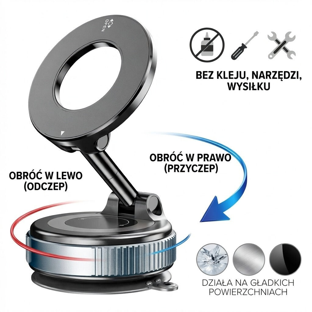Falk360 - magnetyczny uchwyt na telefon, magsafe - Czarny